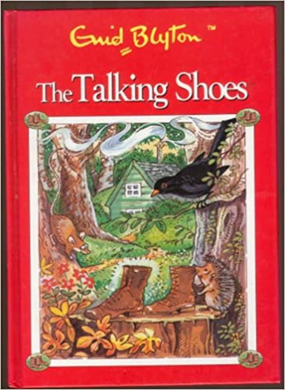 Book cover for "The Talking Shoes" by Enid Blyton