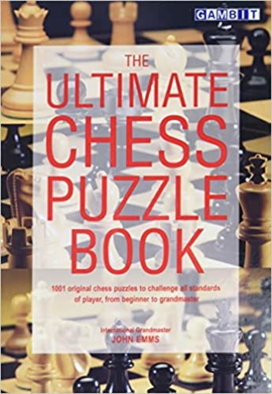 Book cover for "The Ultimate Chess Puzzle Book" by John Emms