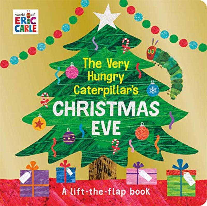 Book cover for "The Very Hungry Caterpillar's Christmas Eve" by Eric Carle