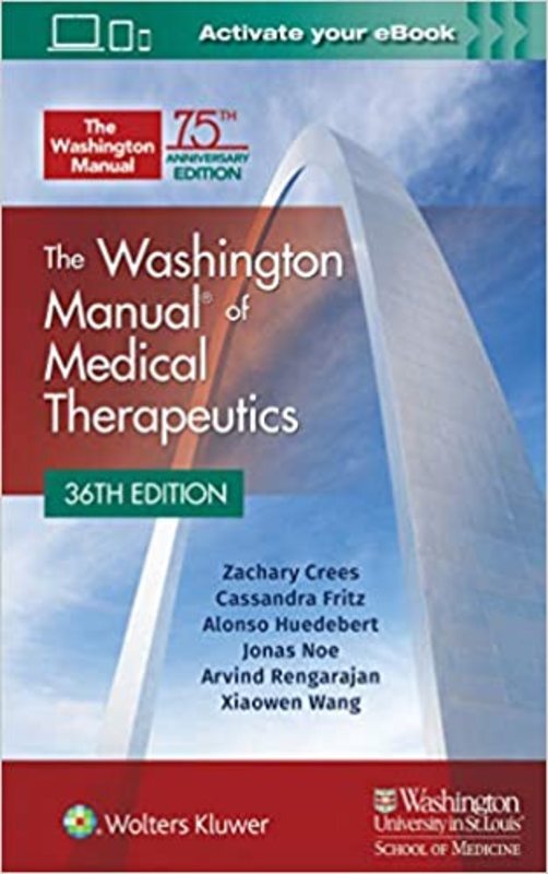 Book cover for "The Washington Manual of Medical Therapeutics" by Dr. Zachary Crees