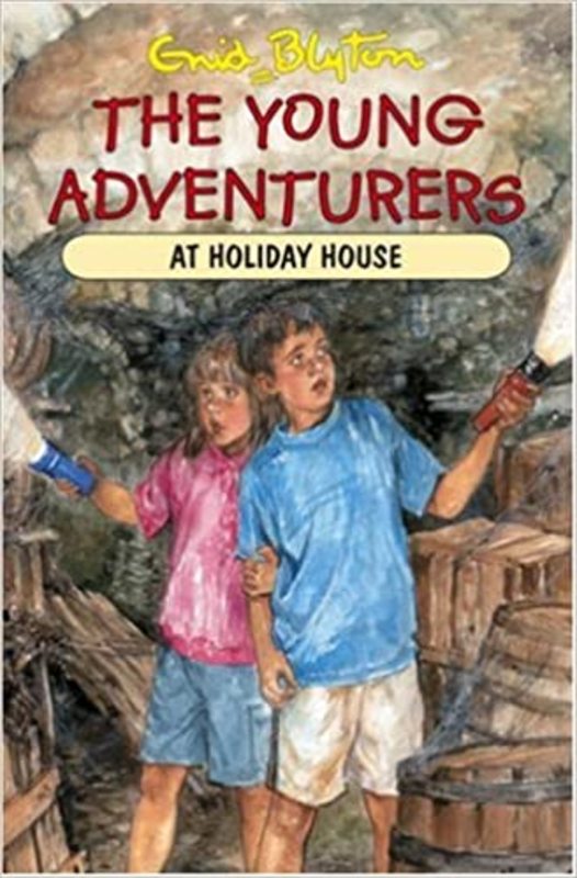 Book cover for "The Young Adventurers At Holiday House" by Enid Blyton