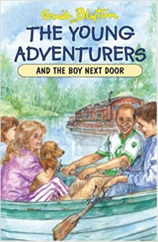 Book cover for "The Young Adventurers and the Boy Next Door" by Enid Blyton
