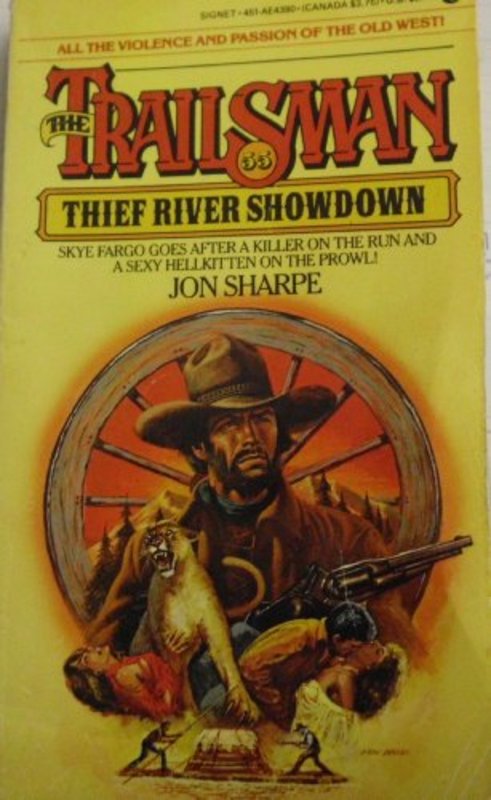 Book cover for "Thief River Showdown" by Jon Sharpe