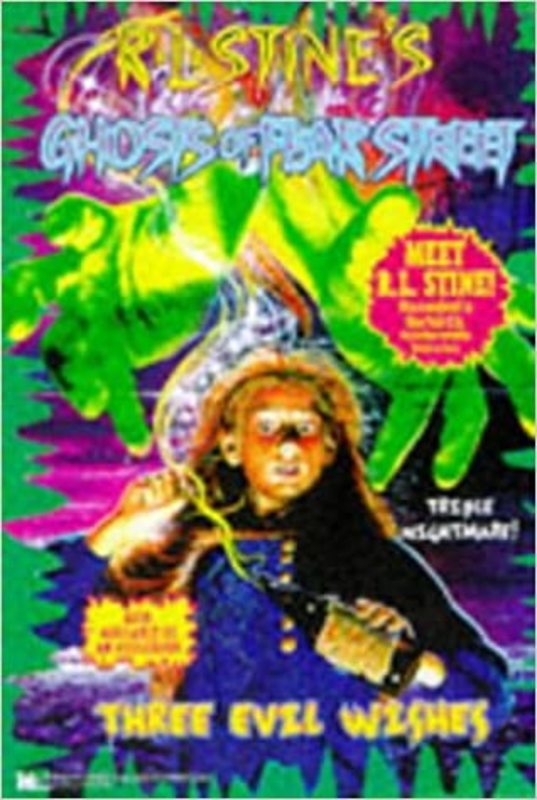 Book cover for "Three Evil Wishes" by R.L. Stine