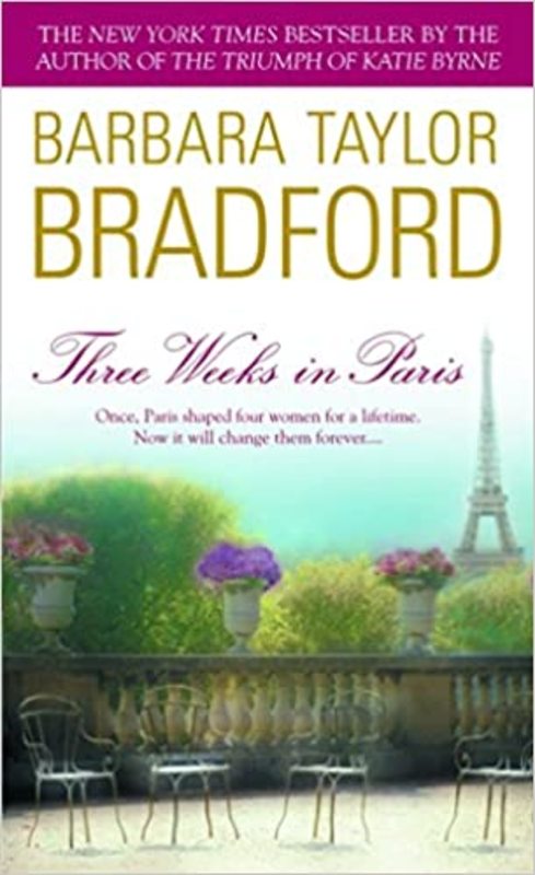 Book cover for "Three Weeks in Paris" by Barbara Taylor Bradford
