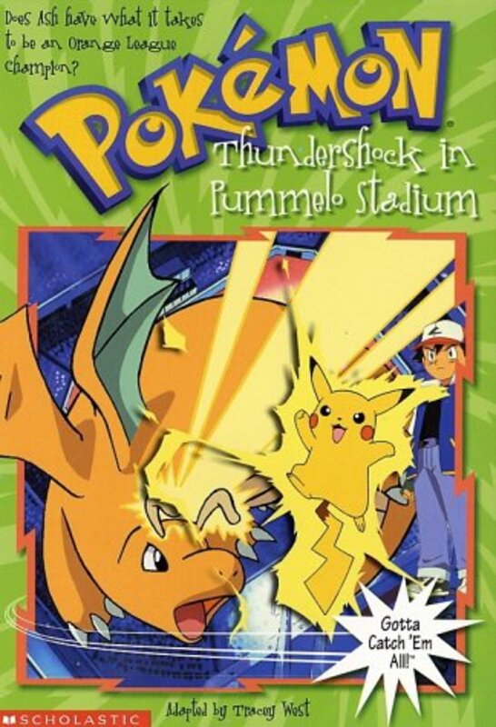 Book cover for "Thundershock in Pummelo Stadium" by Tracey West
