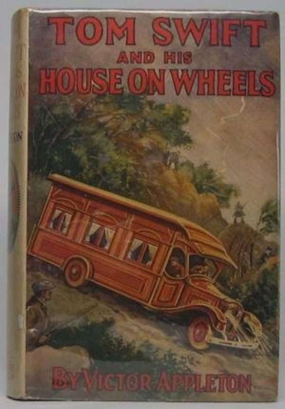 Book cover for "Tom Swift and His House on Wheels / A Trip Around the Mountain of Mystery" by Victor Appleton