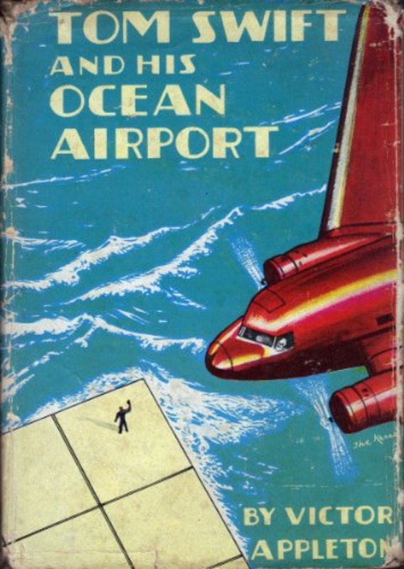 Book cover for "Tom Swift and His Ocean Airport / Foiling the Haargolanders" by Victor Appleton