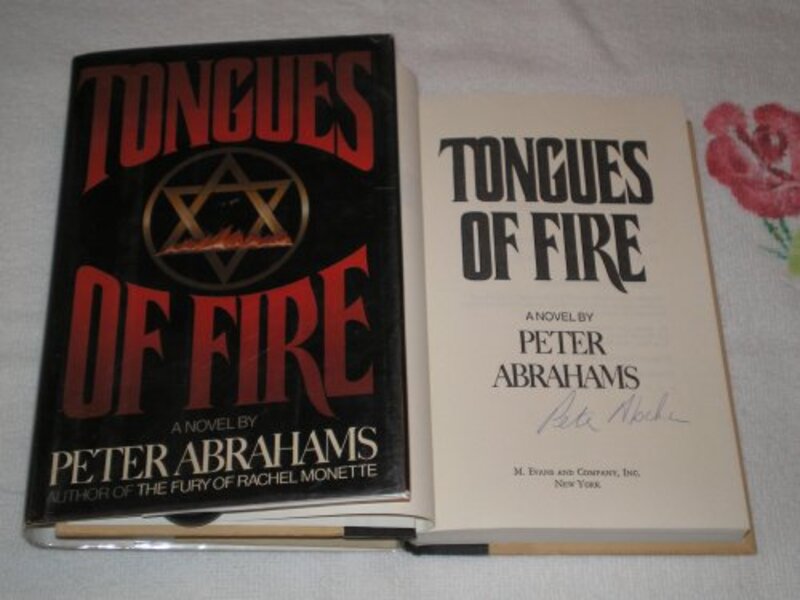 Book cover for "Tongues of Fire" by Peter Abrahams