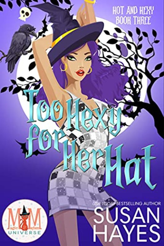 Book cover for "Too Hexy For Her Hat" by Susan Hayes