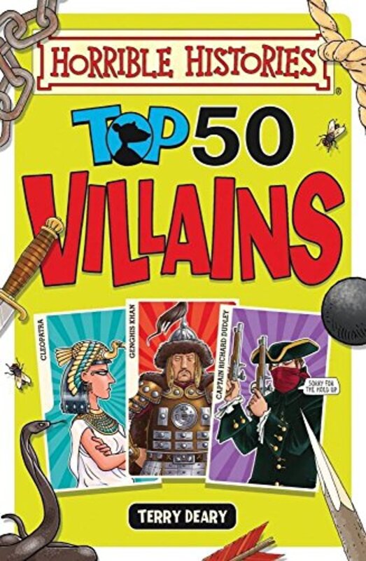 Book cover for "Top 50 Villains" by Terry Deary