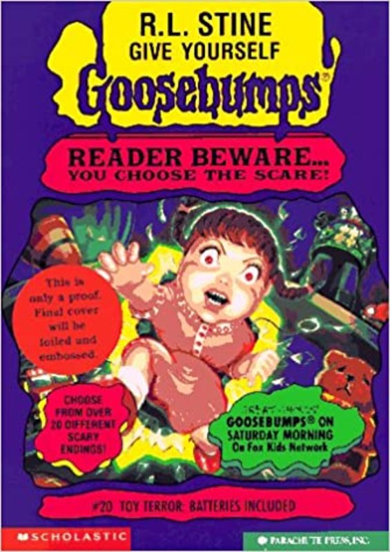 Book cover for "Toy Terror: Batteries Included" by R.L. Stine