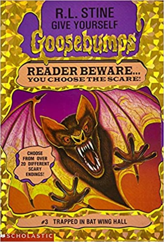 Book cover for "Trapped in Bat Wing Hall" by R.L. Stine