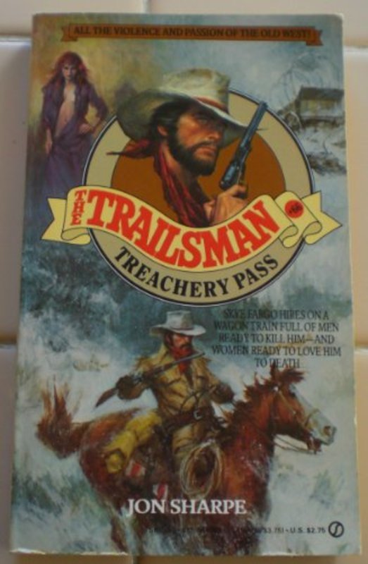 Book cover for "Treachery Pass" by Jon Sharpe