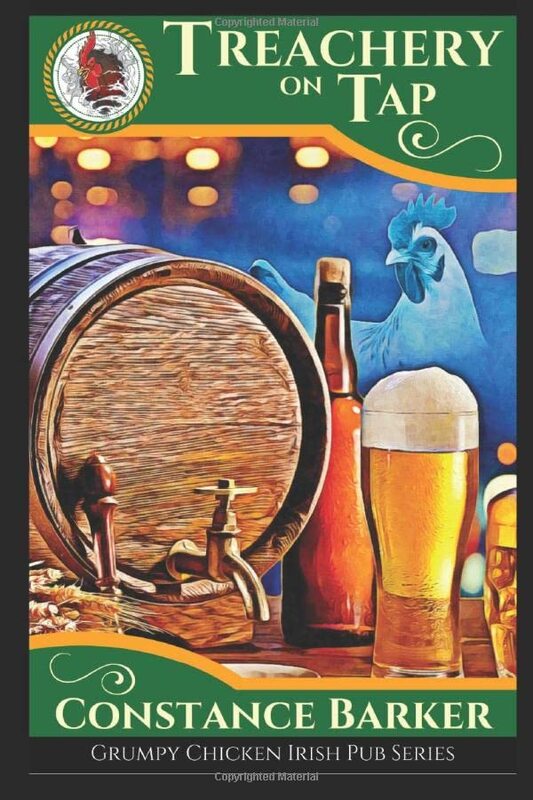 Book cover for "Treachery on Tap" by Constance Barker