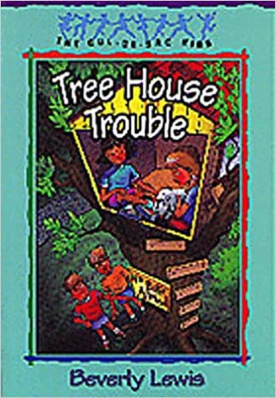 Book cover for "Tree House Trouble" by Beverly Lewis