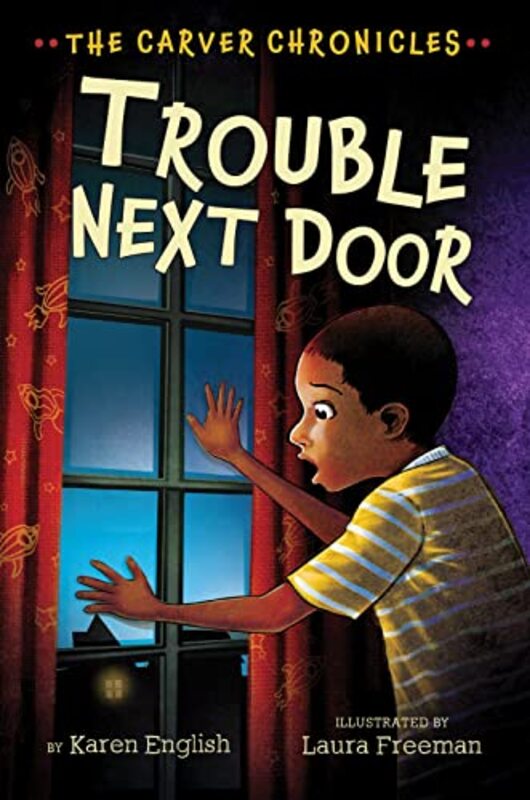 Book cover for "Trouble Next Door" by Karen English