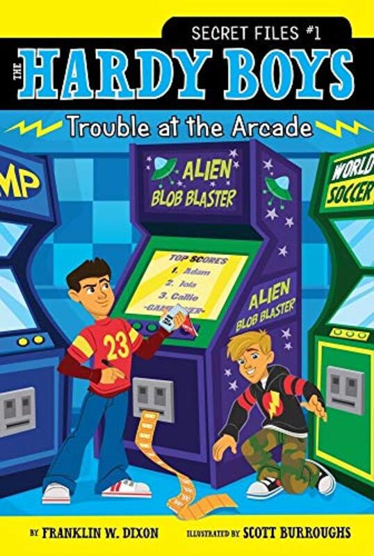 Book cover for "Trouble at the Arcade" by Franklin W Dixon