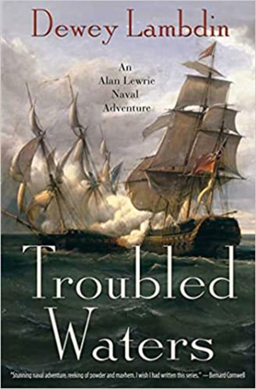 Book cover for "Troubled Waters" by Dewey Lambdin
