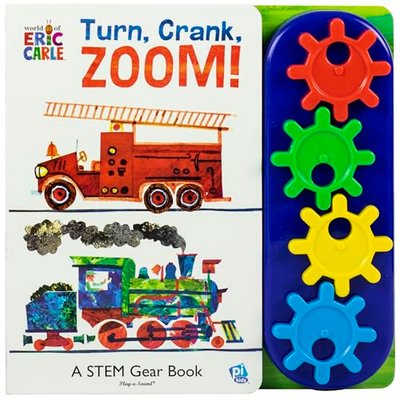 Book cover for "Turn, Crank, Zoom!" by Eric Carle