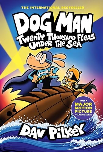 Book cover for "Twenty Thousand Fleas Under the Sea" by Dav Pilkey