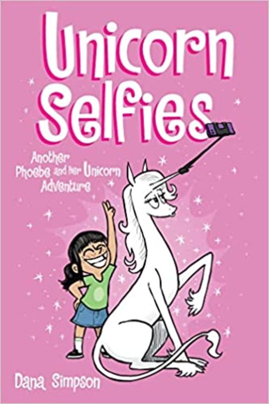 Book cover for "Unicorn Selfies" by Dana Simpson
