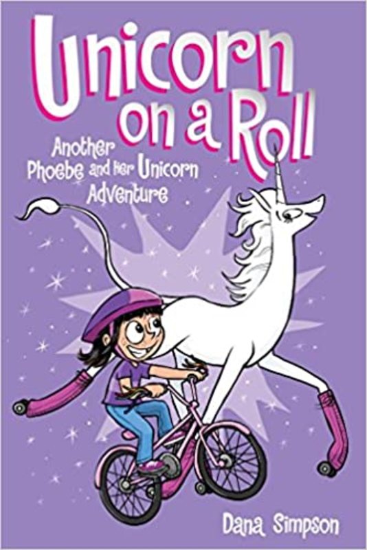 Book cover for "Unicorn on a Roll" by Dana Simpson