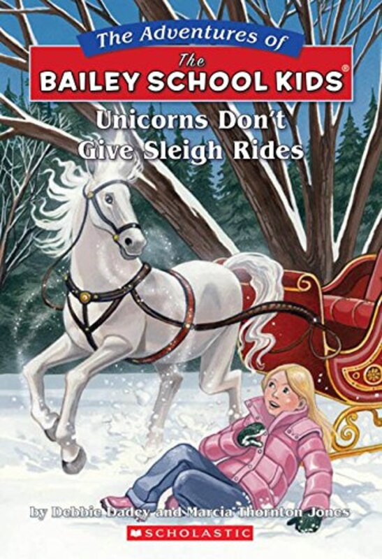 Book cover for "Unicorns Don't Give Sleigh Rides" by Marcia Thornton Jones