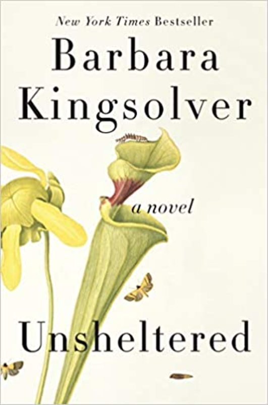 Book cover for "Unsheltered" by Barbara Kingsolver