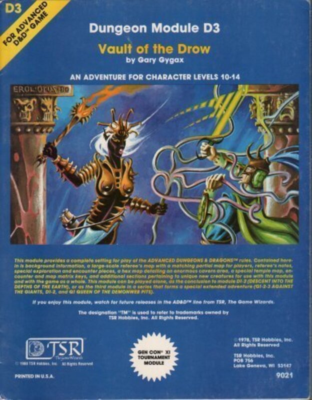 Book cover for "Vault of the Drow" by Gary Gygax