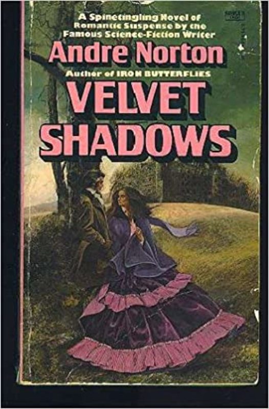 Book cover for "Velvet Shadows" by Andre Norton
