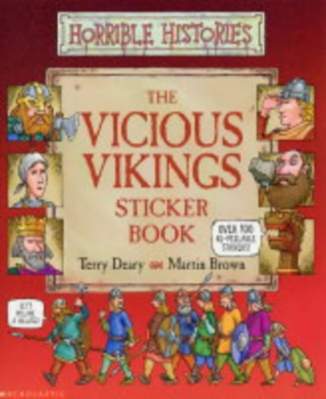 Book cover for "Vicious Vikings Sticker Book" by Terry Deary