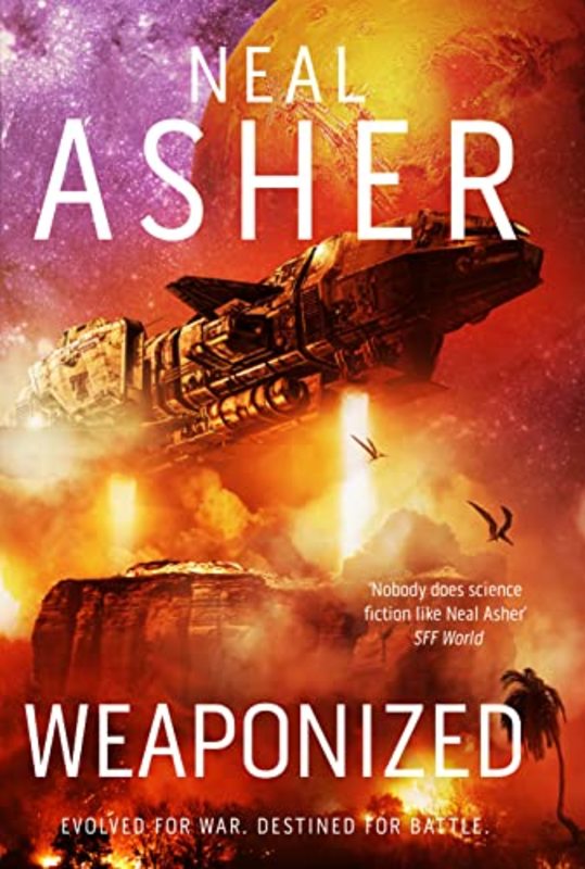 Book cover for "Weaponized" by Neal Asher