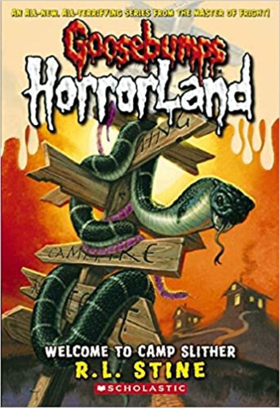 Book cover for "Welcome To Camp Slither" by R.L. Stine