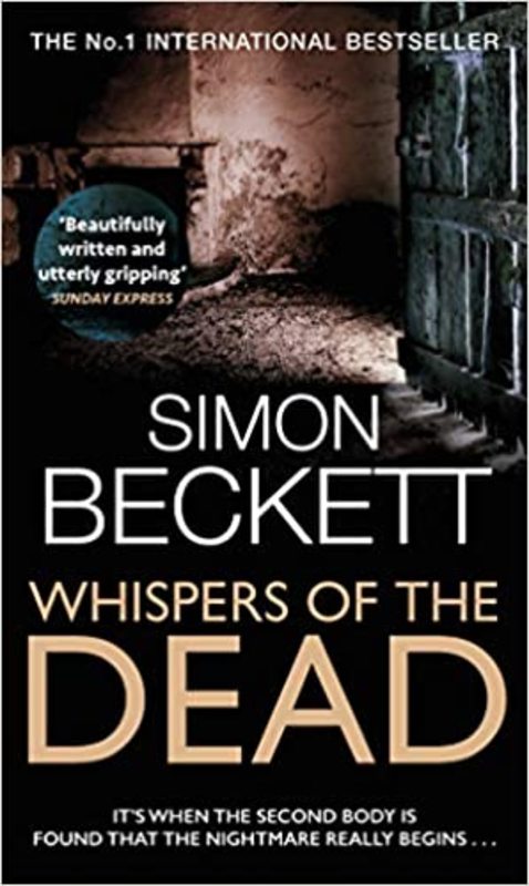 Book cover for "Whispers of the Dead" by Simon Beckett
