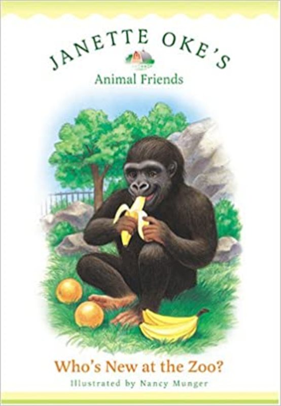 Book cover for "Who's New at the Zoo?" by Janette Oke