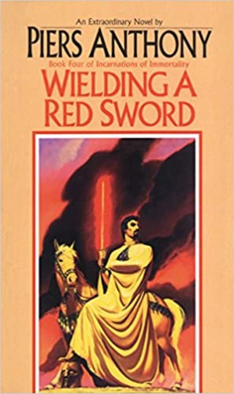 Book cover for "Wielding a Red Sword" by Piers Anthony