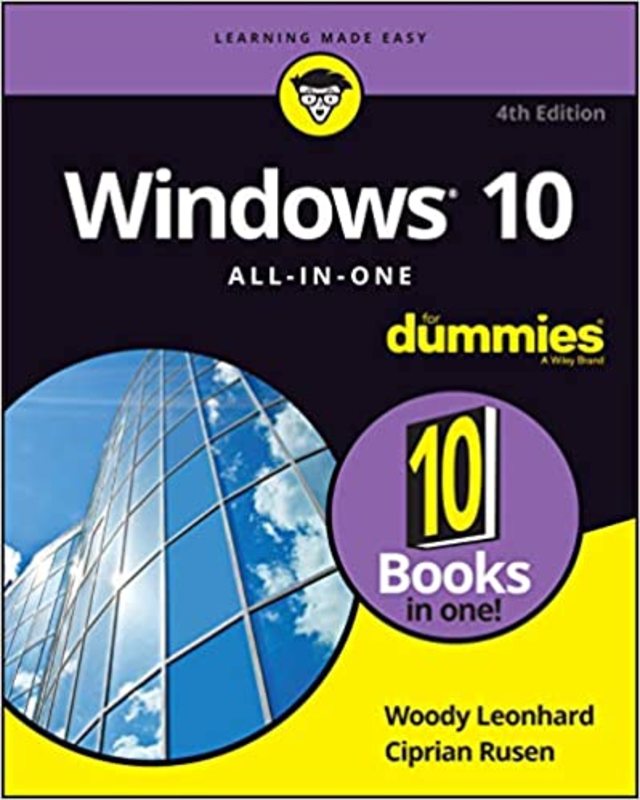Book cover for "Windows 10 All-in-One For Dummies" by Woody Leonhard