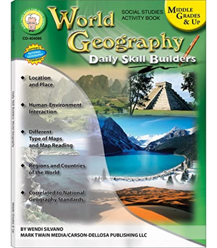 Book cover for "World Geography, Grades 6 - 12" by Wendi Silvano