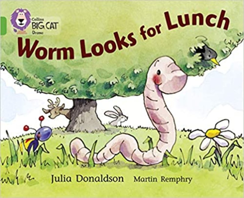 Book cover for "Worm Looks for Lunch" by Julia Donaldson
