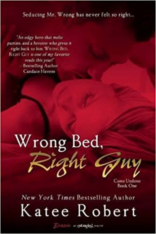 Book cover for "Wrong Bed, Right Guy" by Katee Robert