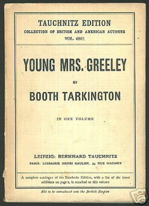 Book cover for "Young Mrs. Greeley" by Booth Tarkington