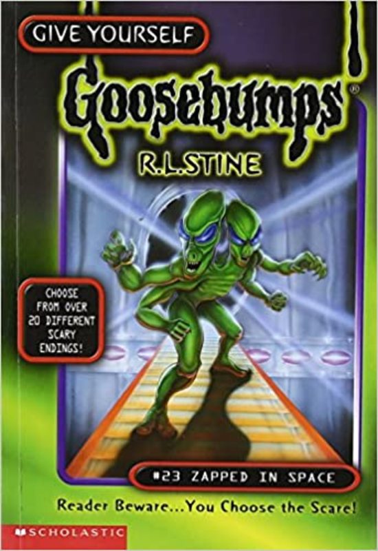 Book cover for "Zapped in Space" by R.L. Stine