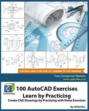 Book cover for "100 AutoCAD Exercises" by CADArtifex