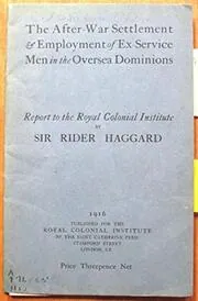 Book cover for "After the War Settlement and Employment of Ex-service Men" by H Rider Haggard