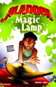Book cover for "Aladdin and the Magic Lamp" by Carl Bowen