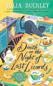 Book cover for "Death on the Night of Lost Lizards" by Julia Buckley