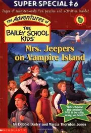 Book cover for "Mrs. Jeepers on Vampire Island" by Marcia Thornton Jones