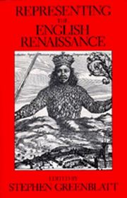 Book cover for "Representing the English Renaissance"