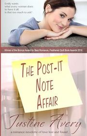 Book cover for "The Post-it Note Affair" by Justine Avery